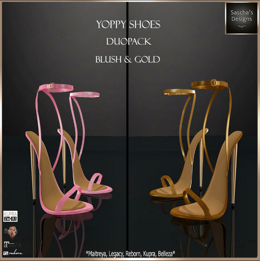 Second Life Marketplace SAS Yoppy Blush & Gold Shoes